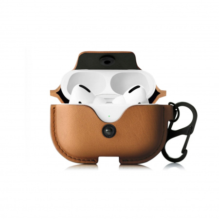 TwelveSouth AirSnap Charging Case for AirPods Pro - Cognac