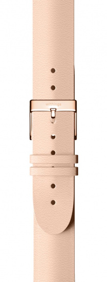 Withings Leather Wristband 18mm w Rose Gold buckle for Scanwatch 38mm, Steel HR 36mm, Withings Move, Move ECG, Steel - Peach