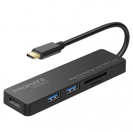 Promate LinkHub-C Hub High Speed 2xUSB-A(2.0A)  4K HDMI Dual USB Ports MicroSD/SD Card Slots