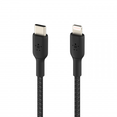 Belkin BOOST CHARGE USB-C to Lightning Cable, Braided - 1M - Black