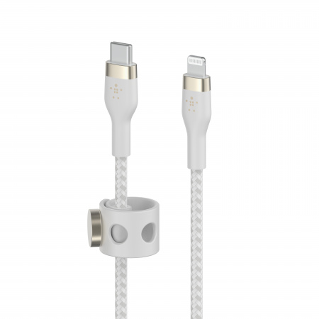 Belkin BOOST CHARGE PRO Flex USB-C to LTG, Braided Silicone Cable - 1M - White