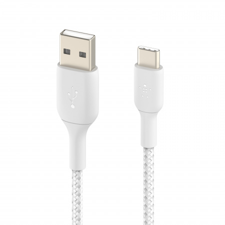 Belkin BOOST CHARGE USB-A to USB-C Cable, Braided - 1M - White