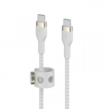 Belkin BOOST CHARGE PRO Flex  USB-C to USB-C 2.0, Braided Silicone Cable - 1M - White