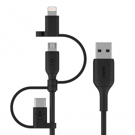 Belkin BOOST CHARGE Universal charging cable (Lightning/Micro-USB/USB-C to USB-A) Cable, PVC - 1M - Black