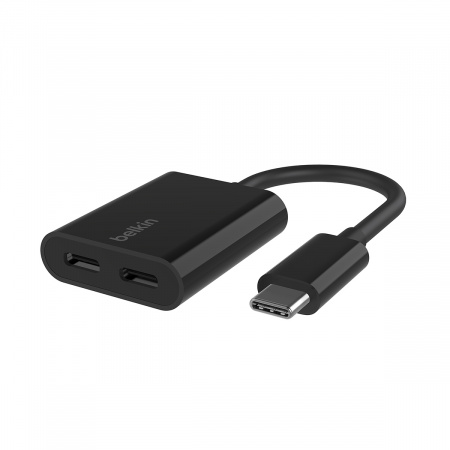 Belkin ROCKSTAR Dual USB-C Audio + Charge Adapter - Black