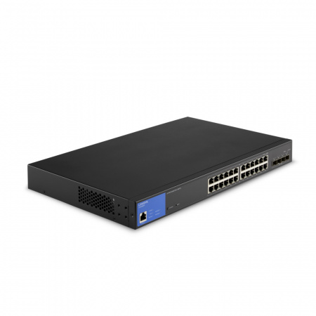 Linksys 24-Port Managed PoE+ Gigabit Switch + 4 SFP+ Ports - Black