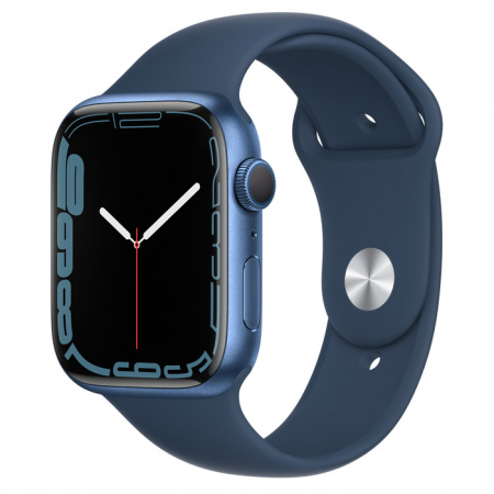 Apple Watch S7 GPS, 45mm Blue Aluminium Case with Abyss Blue Sport Band - Regular