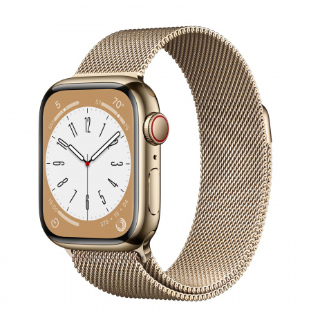 Apple Watch S8 Cellular 41mm Gold Stainless Steel Case with Gold Milanese Loop