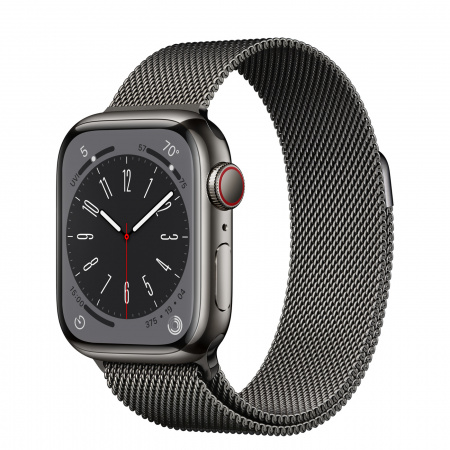 Apple Watch S8 Cellular 41mm Graphite Stainless Steel Case with Graphite Milanese Loop