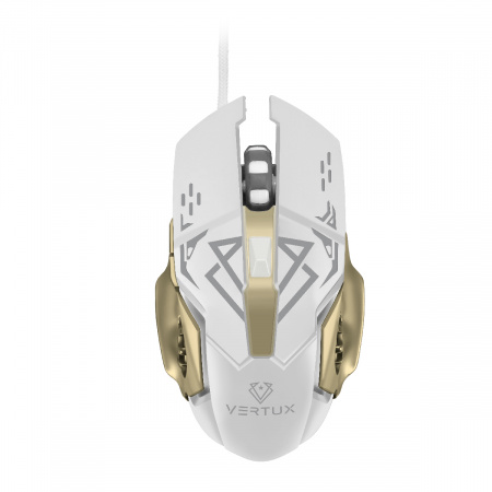 Vertux Gaming Drago Precision Tracking Ergonomic Gaming Wired Mouse - White/Grey