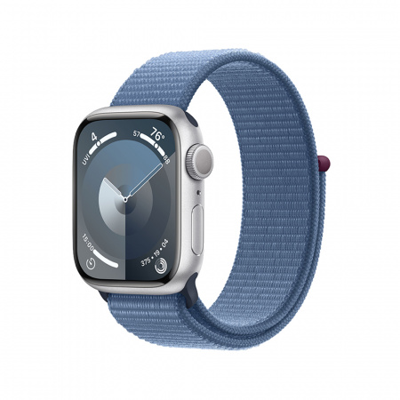 Apple Watch S9 GPS 45mm Silver Alu Case w Winter Blue Sport Loop