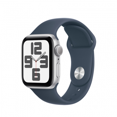 Apple Watch SE2 v2 GPS 40mm Silver Alu Case w Storm Blue Sport Band - S/M