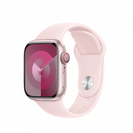 Apple Watch S9 Cellular 41mm Pink Alu Case w Light Pink Sport Band - S/M