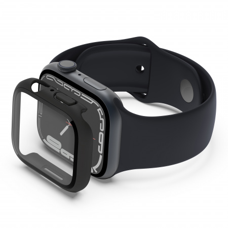 Belkin SCREENFORCE TemperedCurve 2-in-1 Treated Screen Protector + Bumper for Apple Watch Series 7 - Black