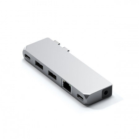 Satechi Aluminium Pro Hub Mini (1xUSB4 96W up to 6K 60Hz display output, 2 x USB-A 3.0, 1xEthernet, 1xUSB-C, 1xAudio) - Silver
