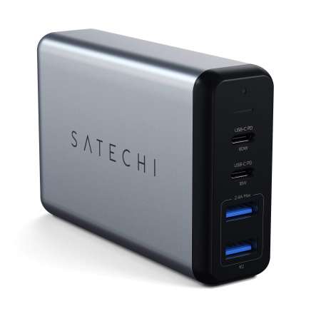 Satechi 75W Dual Type-C PD Travel Charger (2x USB-A,1x USB-C PD 18W,1x USB-C PD 60W) - Space Grey