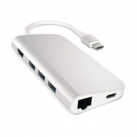 Satechi Aluminium Type-C Multi-Port Adapter (HDMI 4K,3x USB 3.0,MicroSD,Ethernet) - Silver